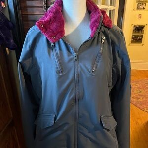 Title Nine Women's Utility Jacket in Gray with Pink Collar